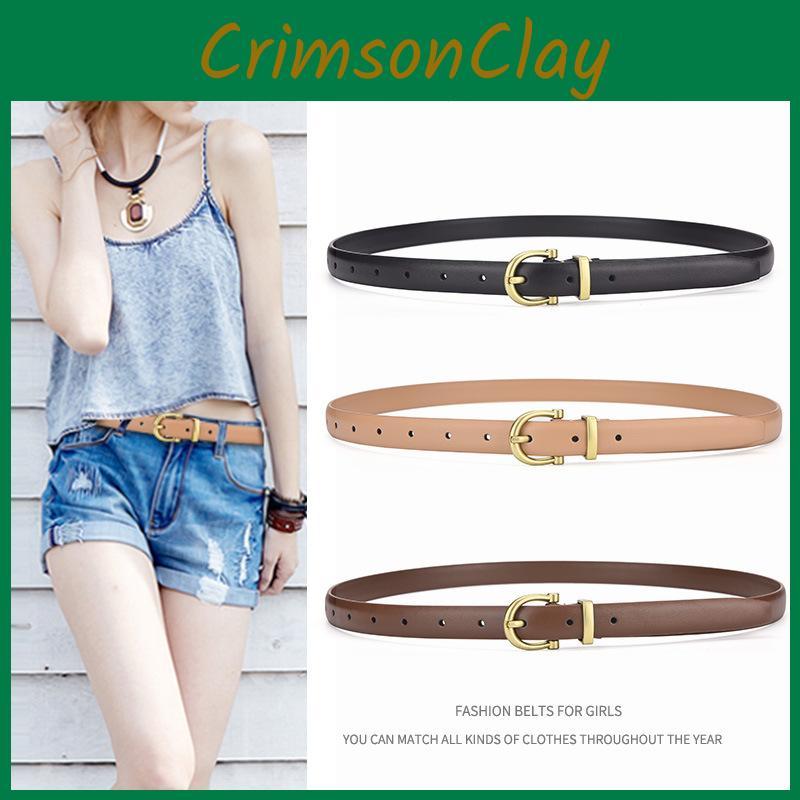 Pu Woman Fashion Leather Belt With Round Metal Buckle For Casual And Office Wear