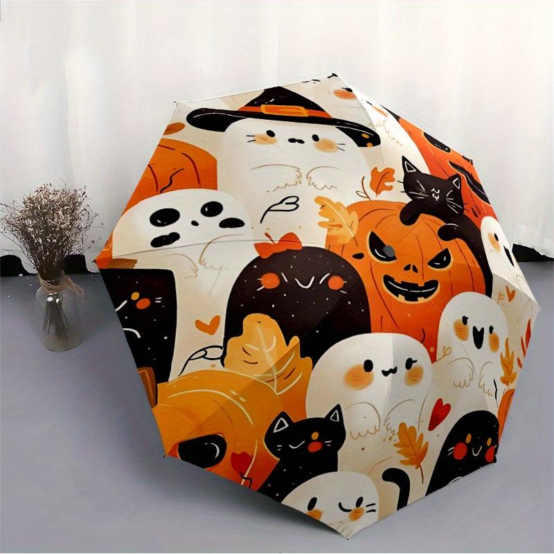 1pc Halloween Ghosts Auto Open/Close Umbrella with One Touch Button,, Windproof Design   Lightweight Portable Umbrella for Women & Men6149