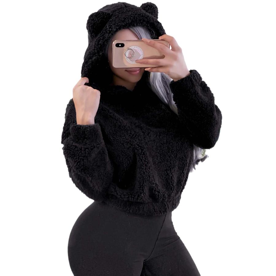 Fall Winter New Fleece Rabbit Ears Hoodie Sweatshirt