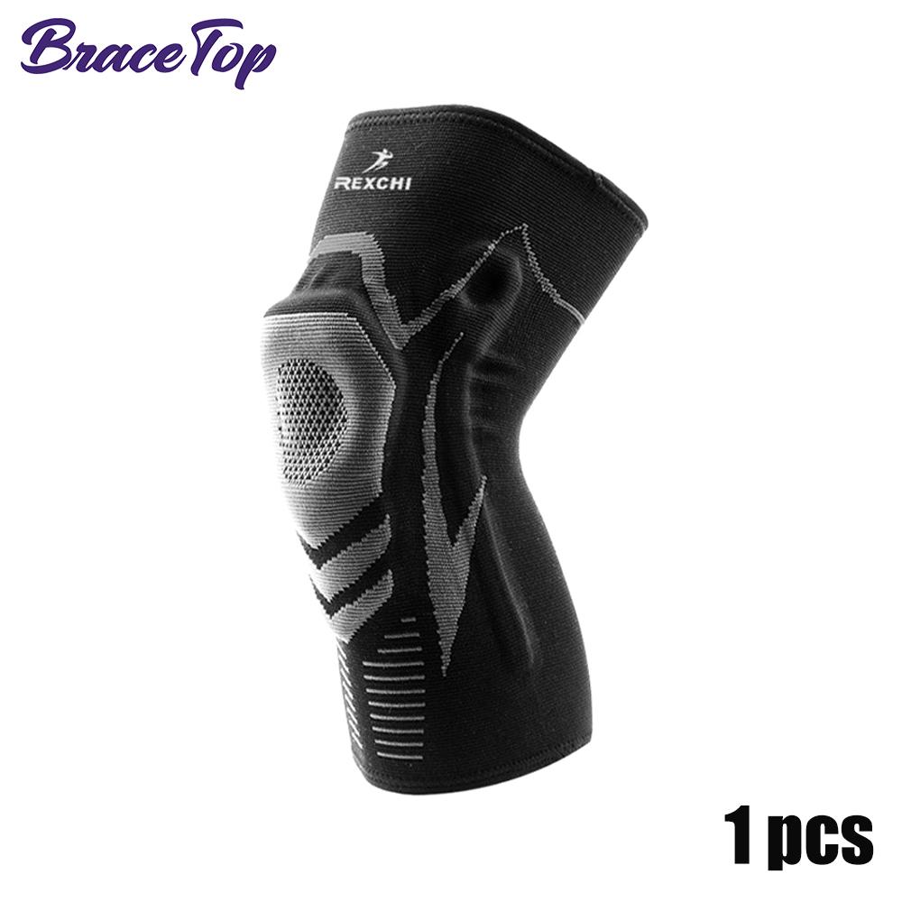 

Bracetop Silicone Spring Knee Brace Support Compression for Basketball Running Sports Kneepad Patella Protector M for Weight 45-60KG