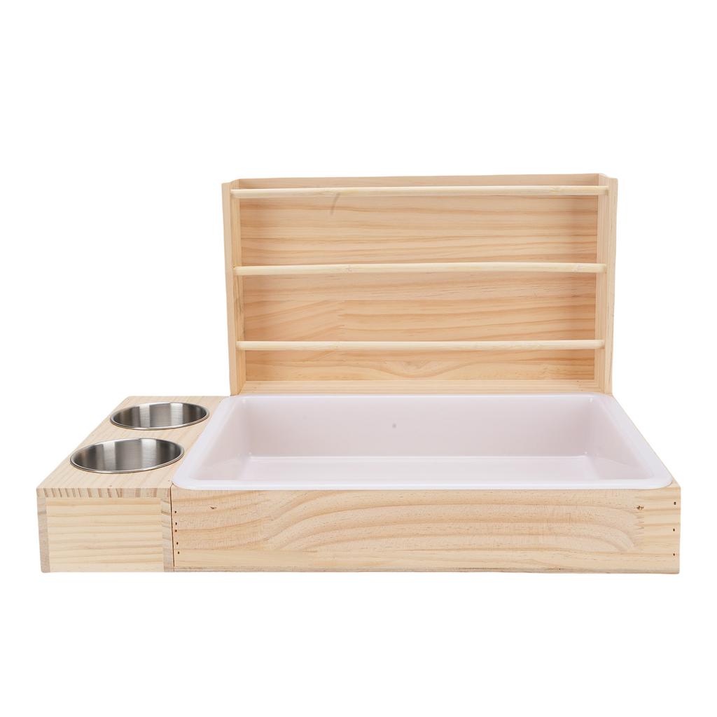 3 In 1 Rabbit Hay Feeder with Litter Box and 2 Bowls Animals Hay Manger Grass Food Rack for Guinea Pig