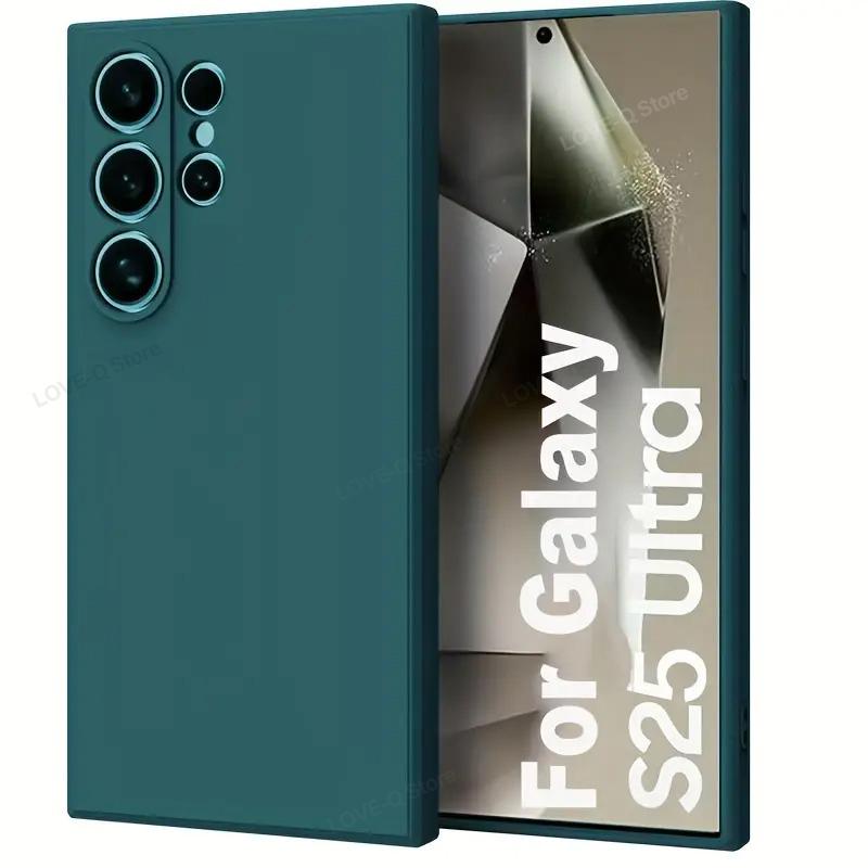 

Для S25 Ultra Plus Чехол Силиконовый чехол для телефона Samsung Galaxy S25 S 25 Ultra Plus S25Ultra Чехлы Защитный чехол для камеры Samsung S25 Ultra темно-зеленого