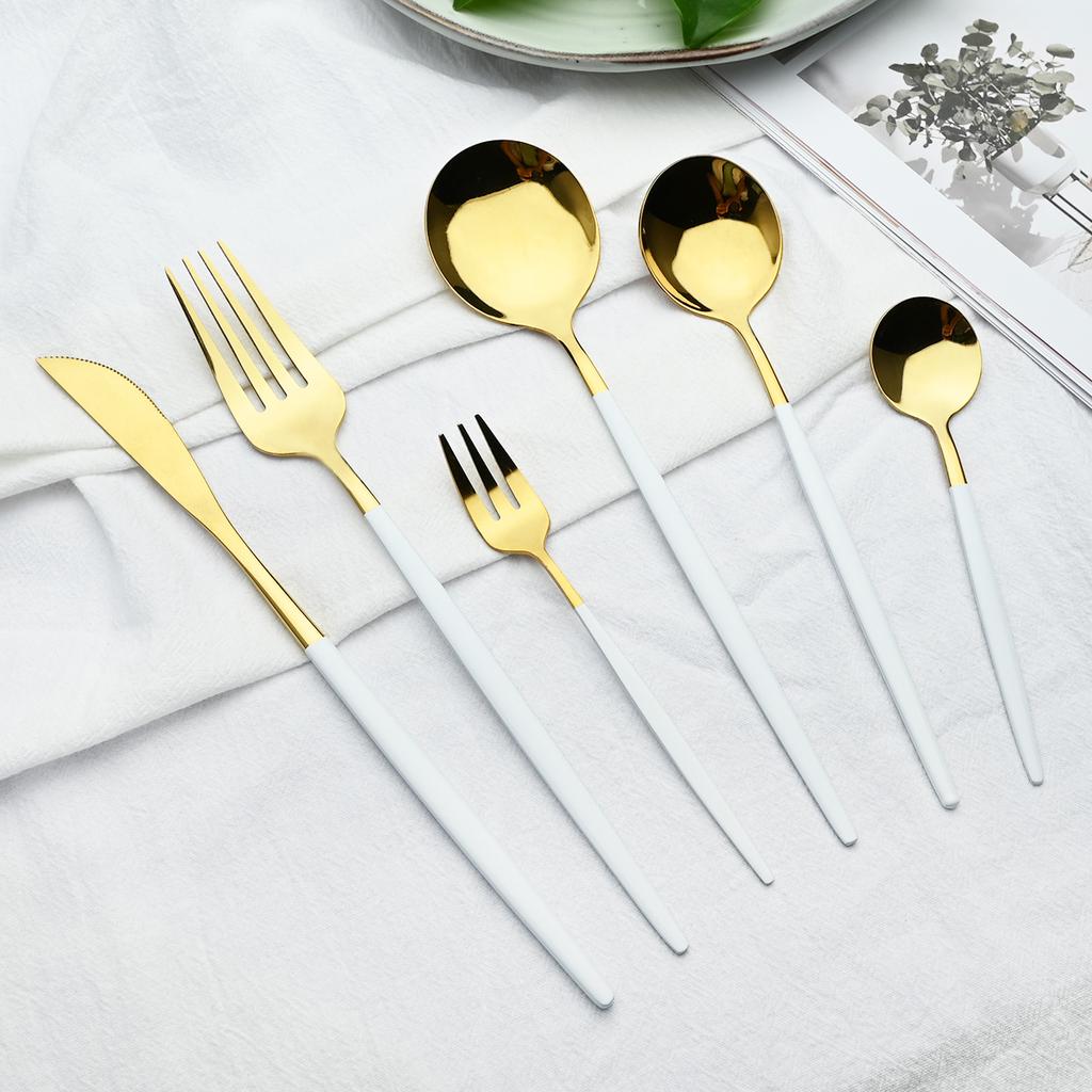New 36Pcs Mint Gold Cutlery Set Western Silverware Stainless Steel Dinnerware Knife Fork Spoon Tableware Flatware Kitchen Wedding Accessories