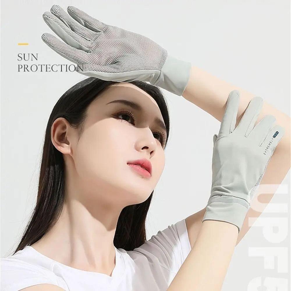 

Thin Ice Silk Gloves Fingerless Summer Gloves Sun Protection Gloves for Cycling and Driving білий