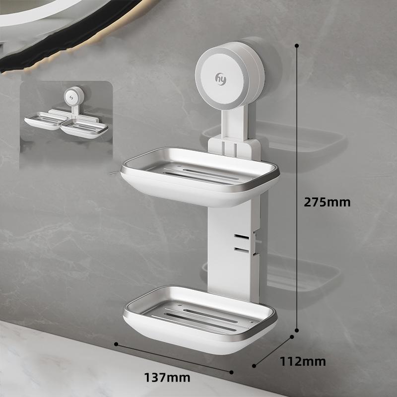 Waterproof Soap Storage Box Powerful Vacuum Suction Cup Soap Dish With Drain Holes Rust Proof Soap Holder For Bathroom And Toile