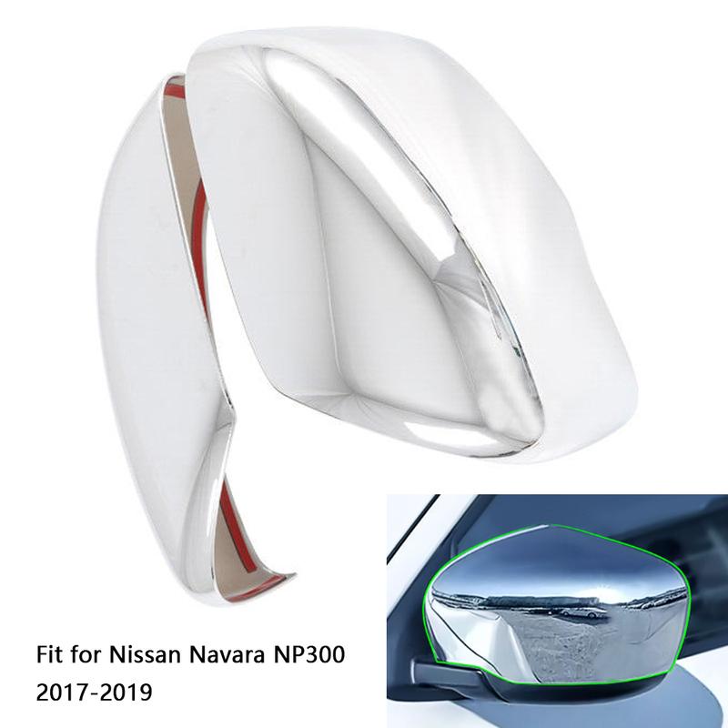 2Pcs Car Rear View Side Mirror Cover Trim Carbon Fiber/Chrome Left Right For Nissan Navara NP300 2017 2018 Accessories