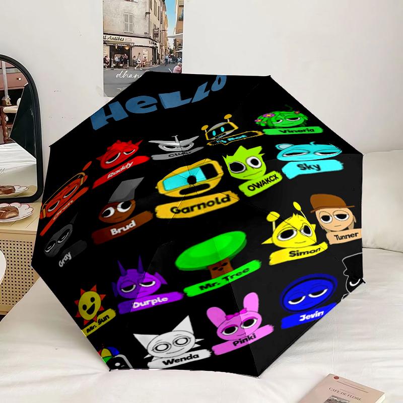 Colorful Sprun-ki Robot Party Umbrella 8-Frame for Travel, camping, Casual Lightweight Portable Umbrella, Essential for every family Holidays Gift