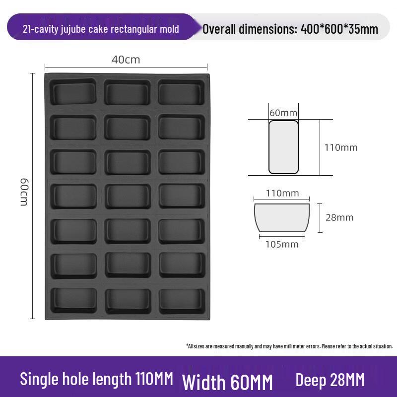 Commercial 21-Cavity Rectangular Cake Baking Mold