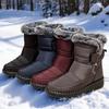 Dames Winterlaarzen - Thermisch geïsoleerde Halflange Laarzen met Antislip PU Zool, Verstelbare Riem Sluiting, Warme Voering Winterlaarzen, Schoenen