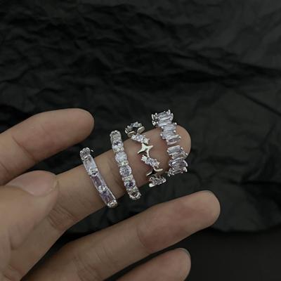 1PC Zircon Ring Luxury Personality Women Simple Fashion Full Oval Zircon Rings Wedding Party Jewelry Gifts
