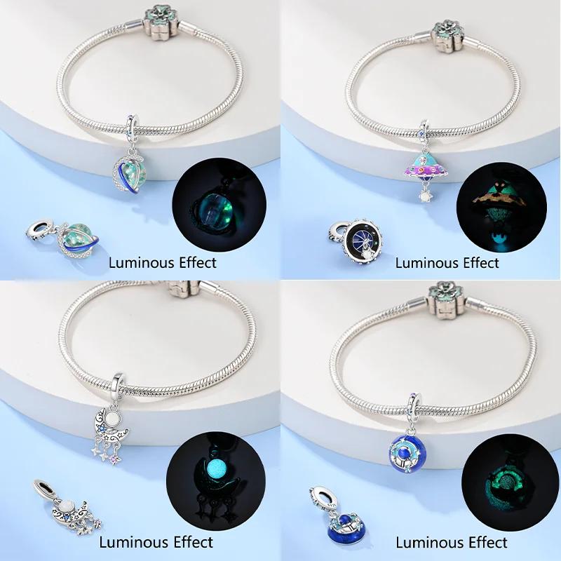 Copperluminous Beads Rabbit Astronaut Spaceship Charms Fitoriginal Bracelets Diy Fine Jewelry Gift For Women