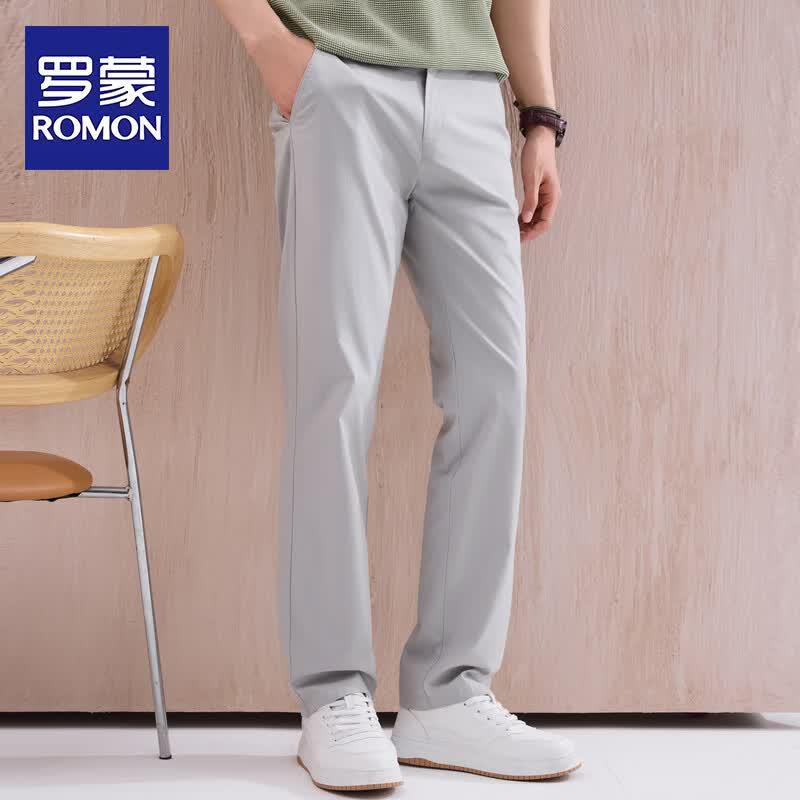 ROMON Men's Slim-Fit Straight-Leg Casual Pants