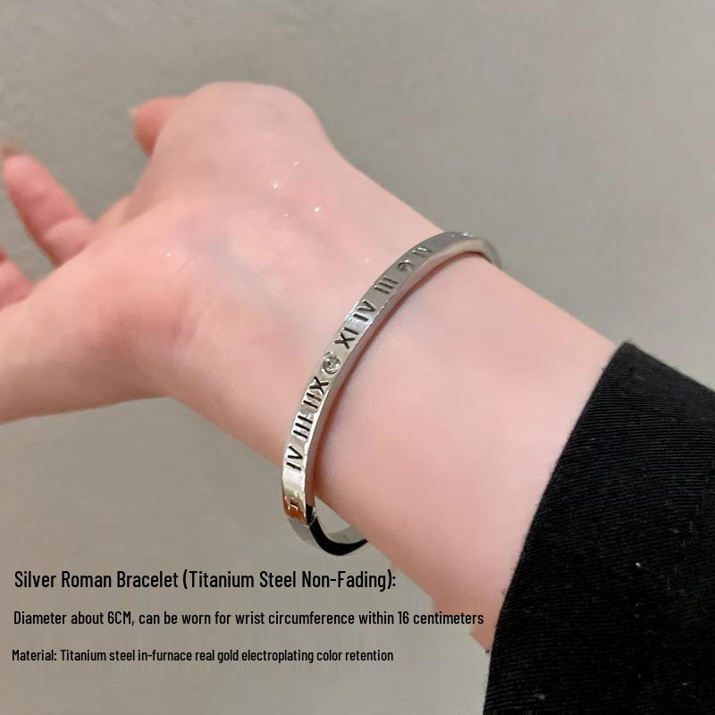 Roségoldfarbenes Sternenhimmel Titanstahl Damen Luxusarmband - Nicht verblassend, Schlichtes Kreisdesign