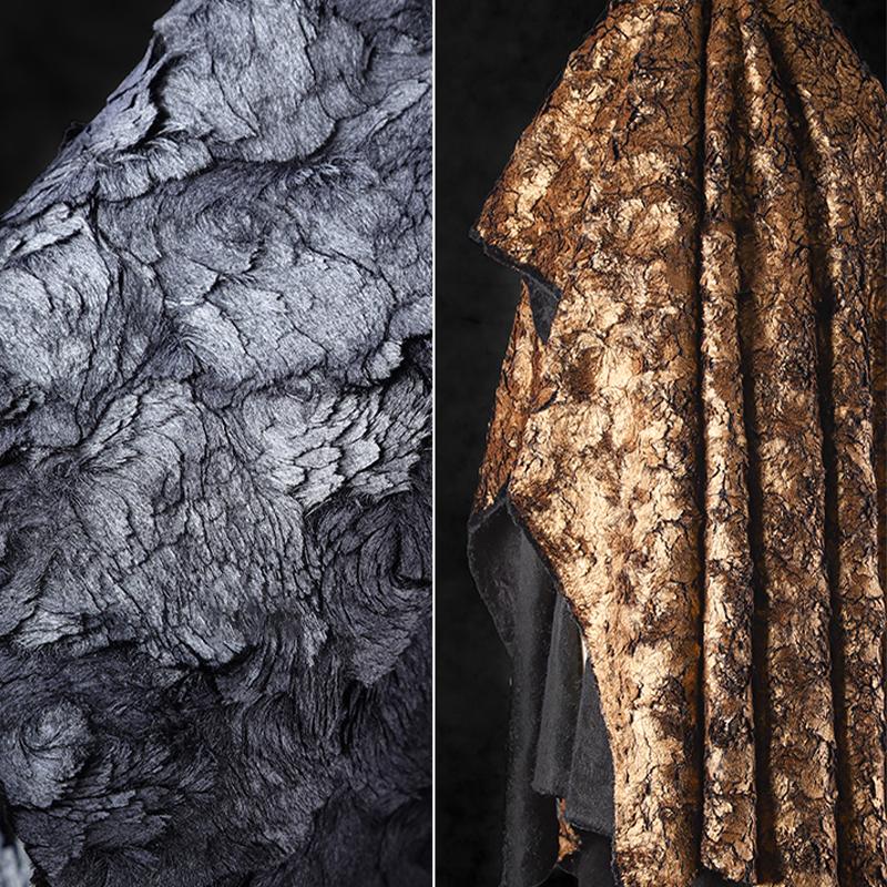 Metallic Crackle Bronzing Pelzstoff Bronzed Woolen Plüsch Designer Stoff Für Diy Nähen Kleid Mantel Schal Tasche Sofa Material