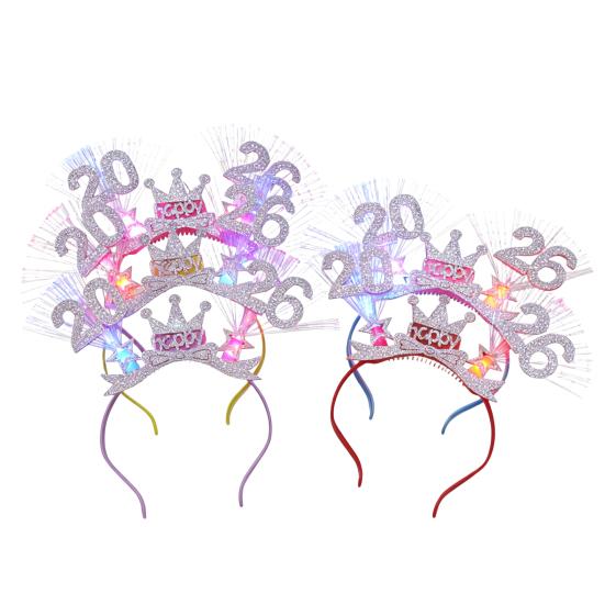 2026 Πρωτοχρονιάτικο Πάρτι Στέκα Λαμπερή LED Φωτιζόμενη Κεφαλοστολή για Χριστούγεννα Παραμονή Πρωτοχρονιάς Εορταστικές Εκδηλώσεις Πάρτι Γιορτή