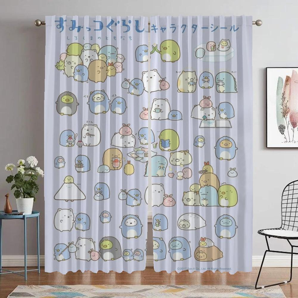Anti-mosquito Curtains for Living Room Sumikko Gurashi Partition Home Interior Curtains 2 Pieces Blackout Curtain Shades Kitchen
