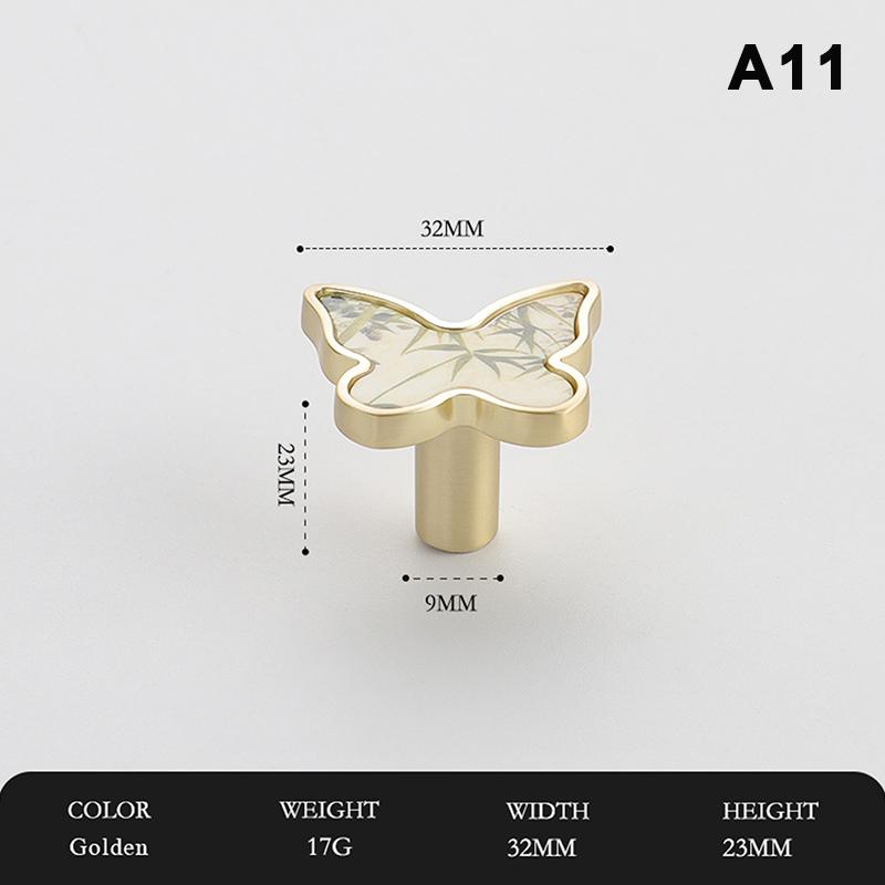 Butterfly Shaped Cabinet Knobs Unique Chinese Painting Pattern Easy Install Furniture Handles for Wardrobe Drawer