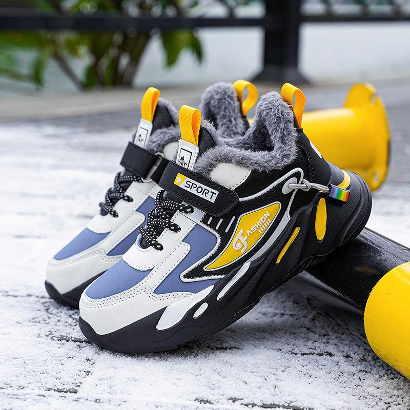 Vattentäta löparskor för pojkar med fleecefoder i läder - Varma, mångsidiga och snygga för barn