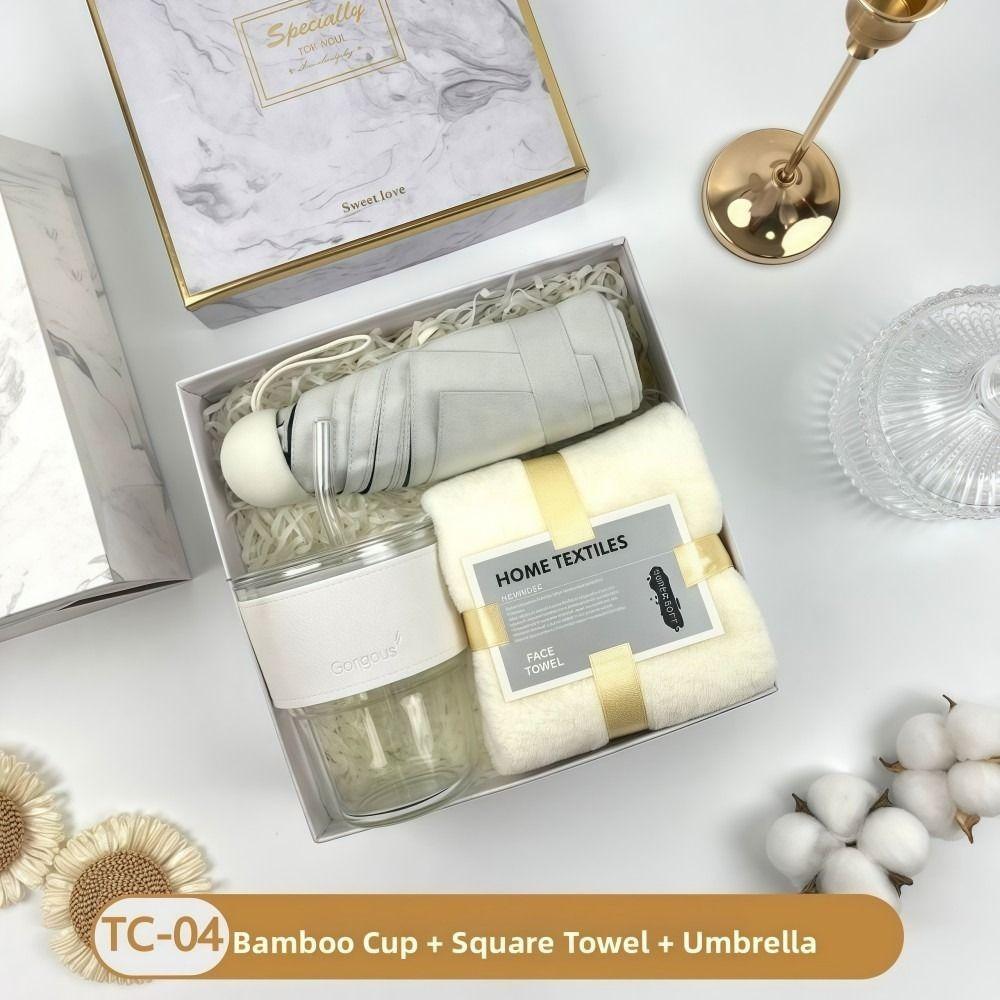 3IN1 Souvenir Gift Set Fan/Towel/Cup with Paper Bag Practical Gift Sets Stylish Design Luxury Gift Box Set Personalized Gifts