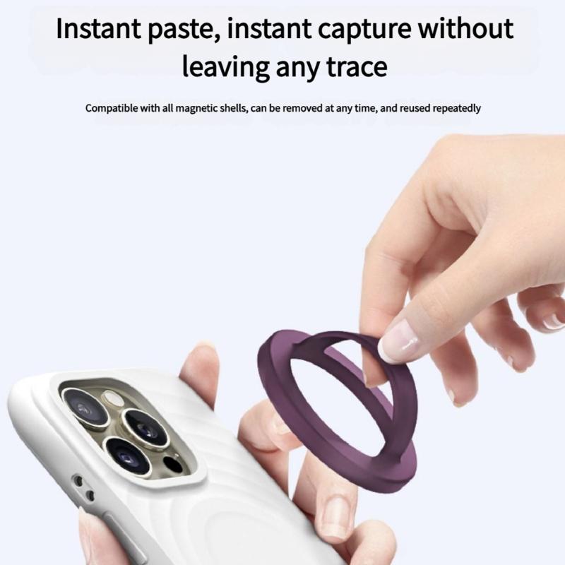 Silicone Magnetic Phone Rings Holder 360 Rotation Finger Grip Stand Not Slip Attachment for Car Mount Desk Viewing Use