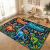 Dinosaur Theme Soft Crystal Velvet Rug Custom Name & Text Print Non Slip Floor Rug for Bedroom Living Room