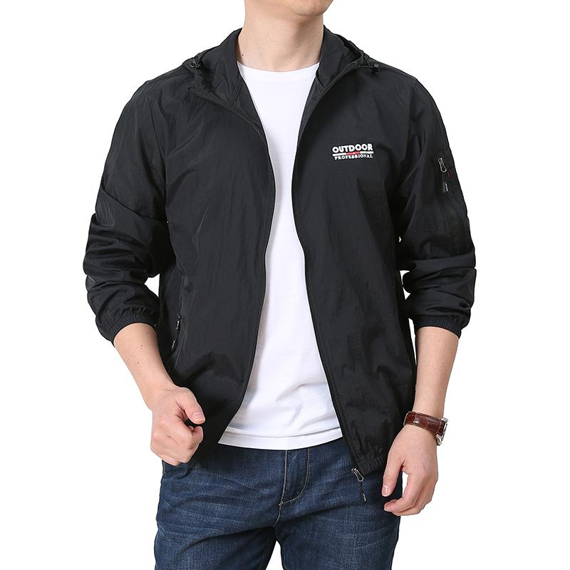 

Летняя одежда для защиты от солнца, Мужская тонкая дышащая куртка, Быстросохнущий костюм для рыбалки на открытом воздухе, Ветровка с капюшоном, устойчивая к УФ-излучению XXXXXL чёрный