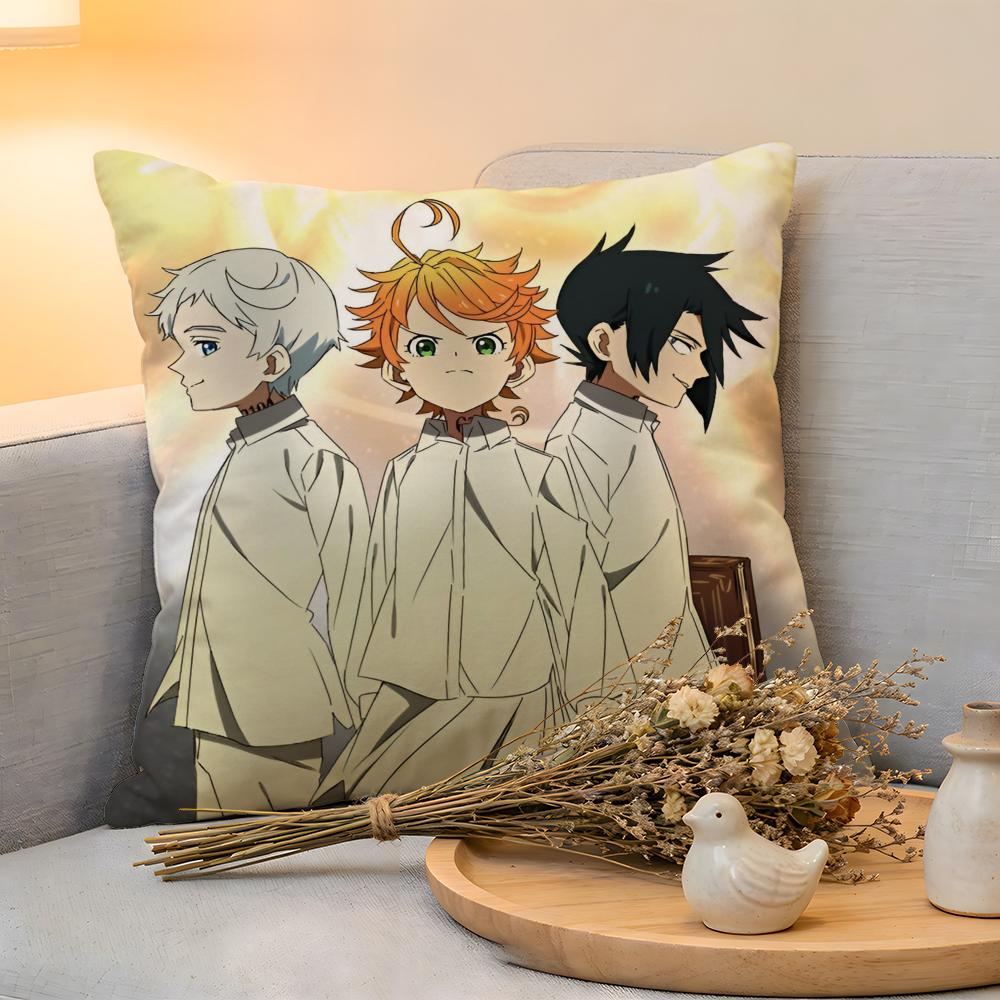 Cushion Cover Linen SkinFriendly Soft Decorative Case For Sofa Home Decor Cute Anime The PPromised Neverland Pillow Cover