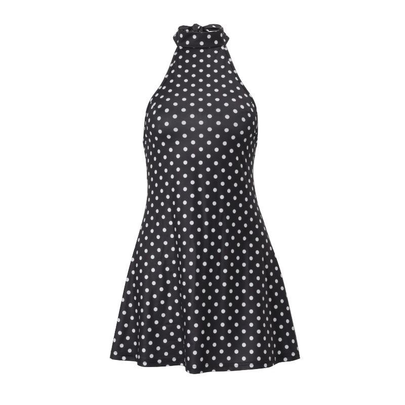 Halter Neck Backless Polka Dot A-line Short Dress Fashion Summer Slim Fit Party Sexy Mini Short Dresses Female Fashion Elegant Printed Clothing