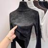 Women Tie-dye Turtleneck Thermal Underwear Top Fleece Lined Long Sleeve Slim Fit Casual Warm Knit Shirt For Autumn Winter