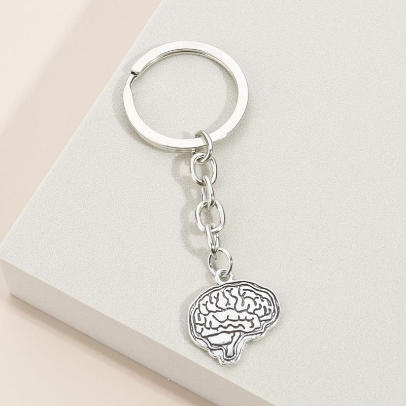Vintage 3D Brain Keychain Anatomical Organs Body Parts Keyring Pendant For Doctor Graduation Gift Jewelry Handcrafts