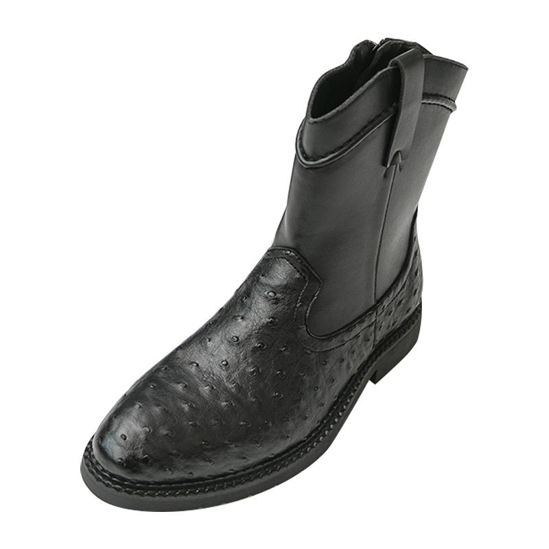 

Fashion Stylish Designer Mens Mid-Calf Boots Leisure Cowboy Boots Autumn Winter Ankle Boots Male High Top Shoes Soft Leisure Walk Botas 38 чёрный