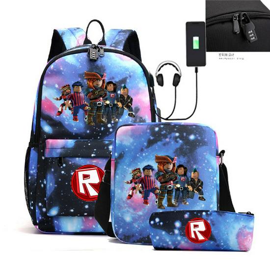 Set batohu, tašky přes rameno a pouzdra na tužky s motivem hry Roblox pro studenty