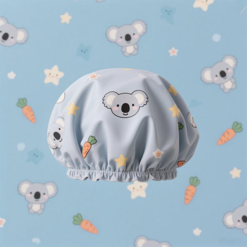 1 Pcs Women Shower Cap Waterproof Wide Elastic Band Reusable Bathroom Cup Cartoon Cat Bear Dog Shower Hat Bathroom Accessories