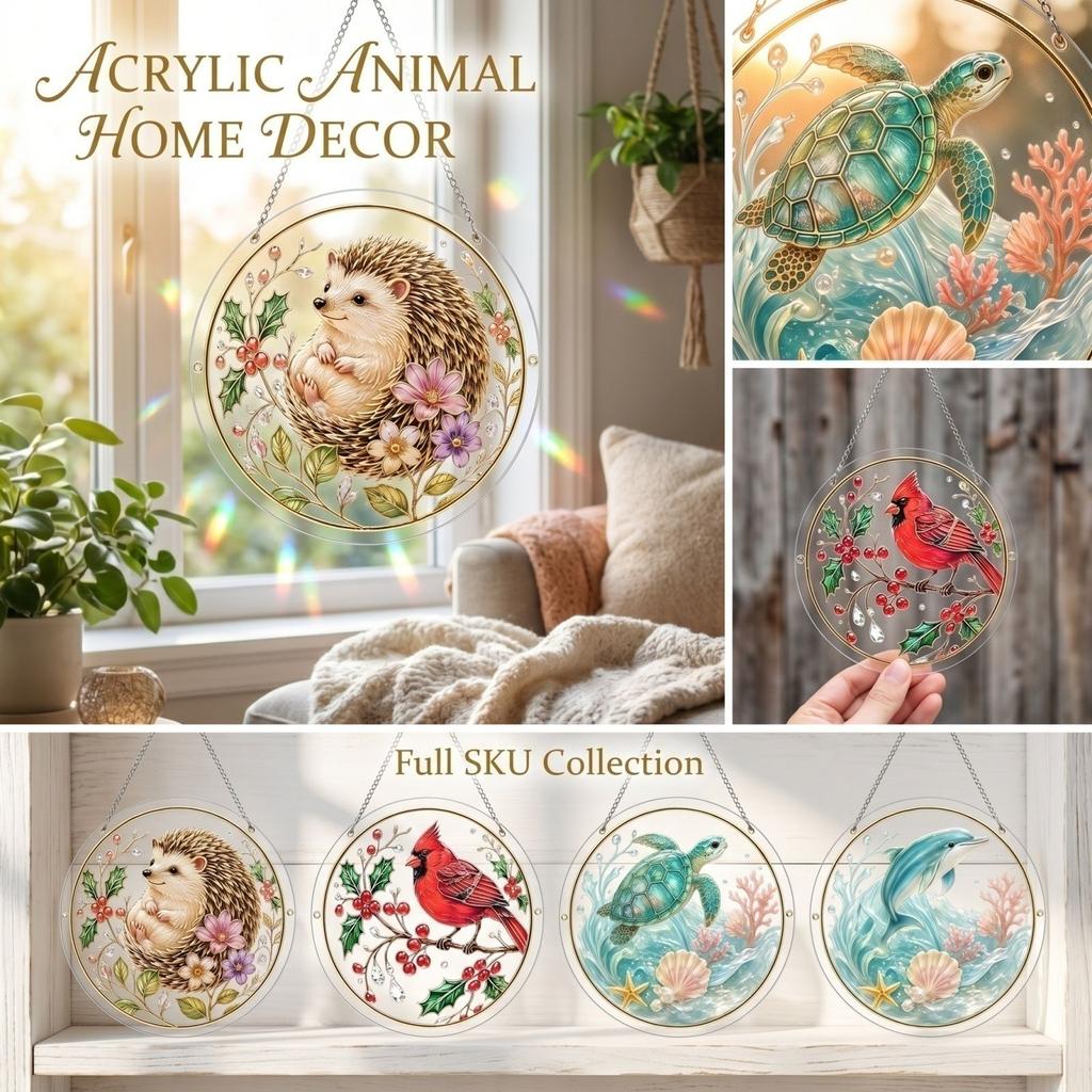 Acrylic Animal Wall Decor 2D Cute Hanging Ornament for Home Bedroom Living Room