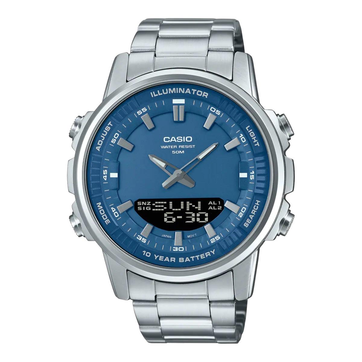 CASIO Unisex Liquid Crystal/Analog Dual Display Series Blue Watch AMW-880D-2A1V AMW-880D-2A1V Blue Dial