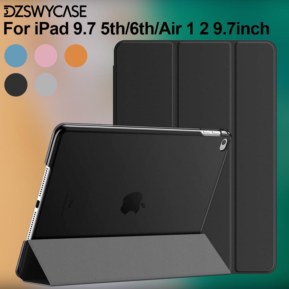 Case For iPad 9.7 5th/6th, For iPad Air 1 2 9.7 Inch, With Trifold Stand Cover, Translucent Back Shell, Auto Sleep/Wake