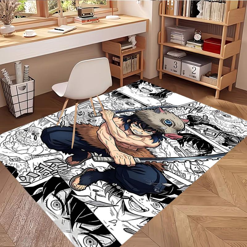 Demon Slayer Print Rug, Washable Floor Carpet, For Entryway Dorm Laundry Room Office Study, Home Decor Birthday Christmas Gift