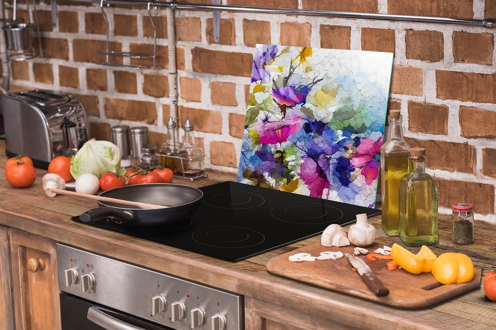 GLAS-KOCHFELDSCHUTZPLATTE 50x52 BLUMEN