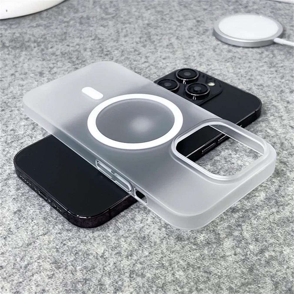 Luxury Translucent Magnetic Case For iPhone 16 15 14 13 12 11 Pro Max Ultra Thin For Magsafe Wireless Charge Matte Hard PC Cover