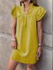 Summer Style Loose Straight Dress - Casual Vacation Stand Collar Solid Color European and American Fashion