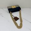 [Pre-Owned] Padlock Moonlight Treasure Box Series Metal Lock Logo Canvas And Leather Crossbody Bag Small - Excellent #OM15DE