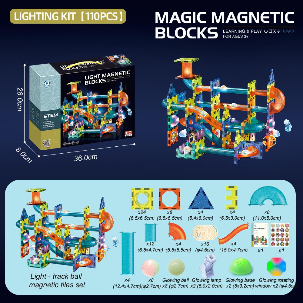 Magnetische Fliesen Murmelbahn Set STEM Bausteine Spielzeug für Jungen Kinder Geschenk Mehrere Stile