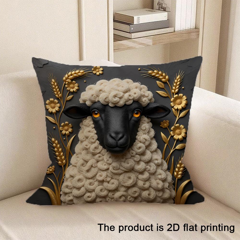 

1pc Adorable 2D Flat Printed Animal Themed Pillow Covers Sofa cushion cover home bedroom room decoration 45x45cm-1pcs