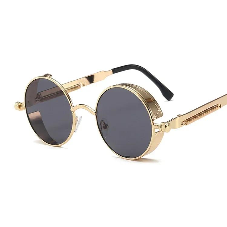 Round Sunglasses Man Gothic Steampunk Sun Glasses for Women Brand Designer Vintage Fashion Metal Shades Eyewear