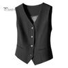 Women Sleeveless Waistcoat Button-up Solid Color Lightweight Breathable Vest Commuting Style Jacket Crop Top for Daily Wear Office Street