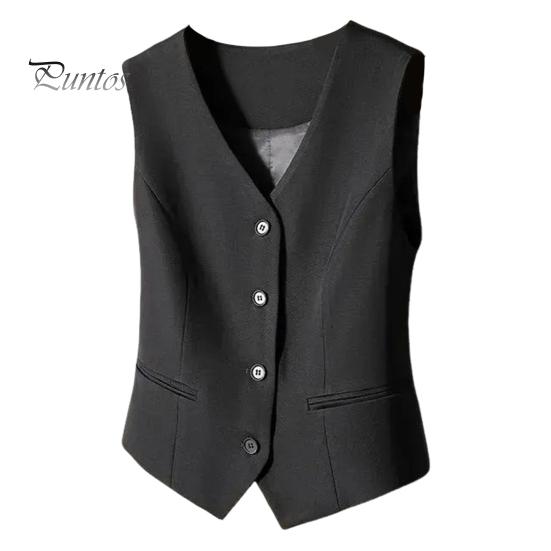 Women Sleeveless Waistcoat Button-up Solid Color Lightweight Breathable Vest Commuting Style Jacket Crop Top for Daily Wear Office Street