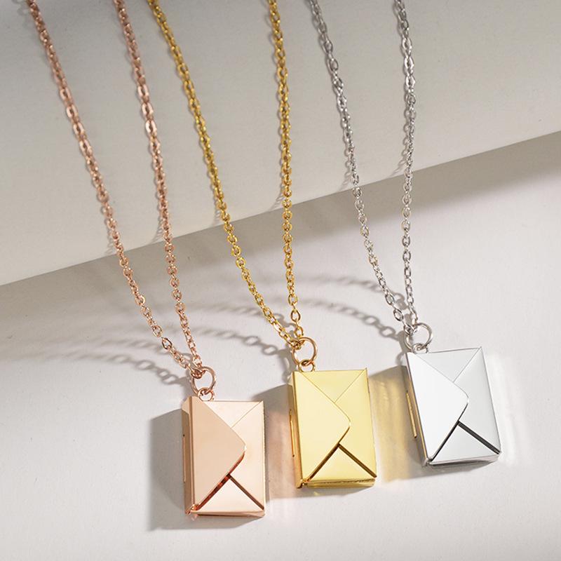 Minimalist Openable Envelope Necklace for Women - Creative Love Letter Design, Stainless Steel Jewelry Inspired by Japan & Korea