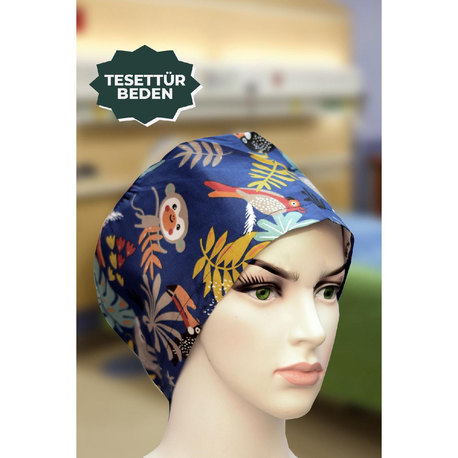 

Laciverbit11 Doctor Nurse Nurse Cook Surgical Bone Hospital Mother Bone Bone Base Bandana Cotton Fabric Tire Темно-синій