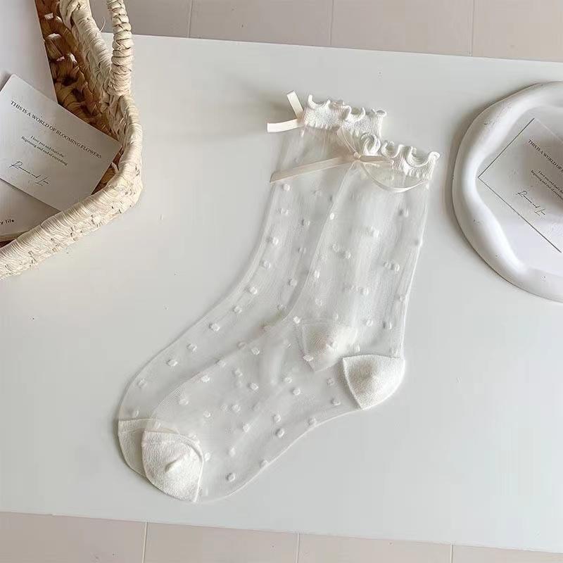 

Модные Ультратонкие Прохладные и Прозрачные Любовь Цветы Стекло Шелк Женские Носки Кружевной Манжет Дышащие Удобные one size белый