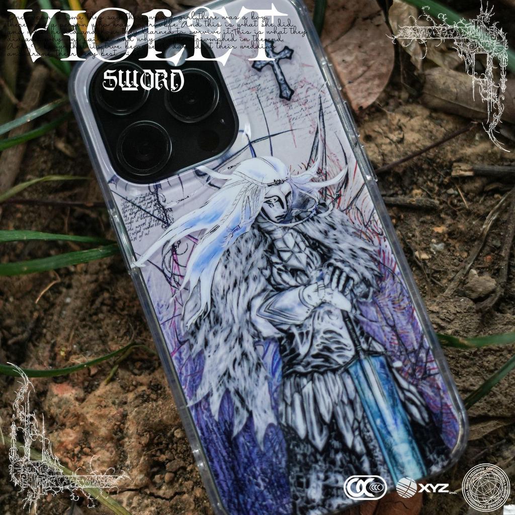 Średniowieczne Retro Etui na Telefon dla Apple iPhone 16 Pro Max - Miękkie Silikonowe Wstrząsoodporne Kreatywne Pokrowiec z Mieczem Rycerskim na iPhone 16/15/14/13/12/11/Pro/Plus